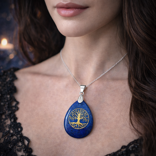 Collier Arbre de Vie Goutte - Lapis Lazuli