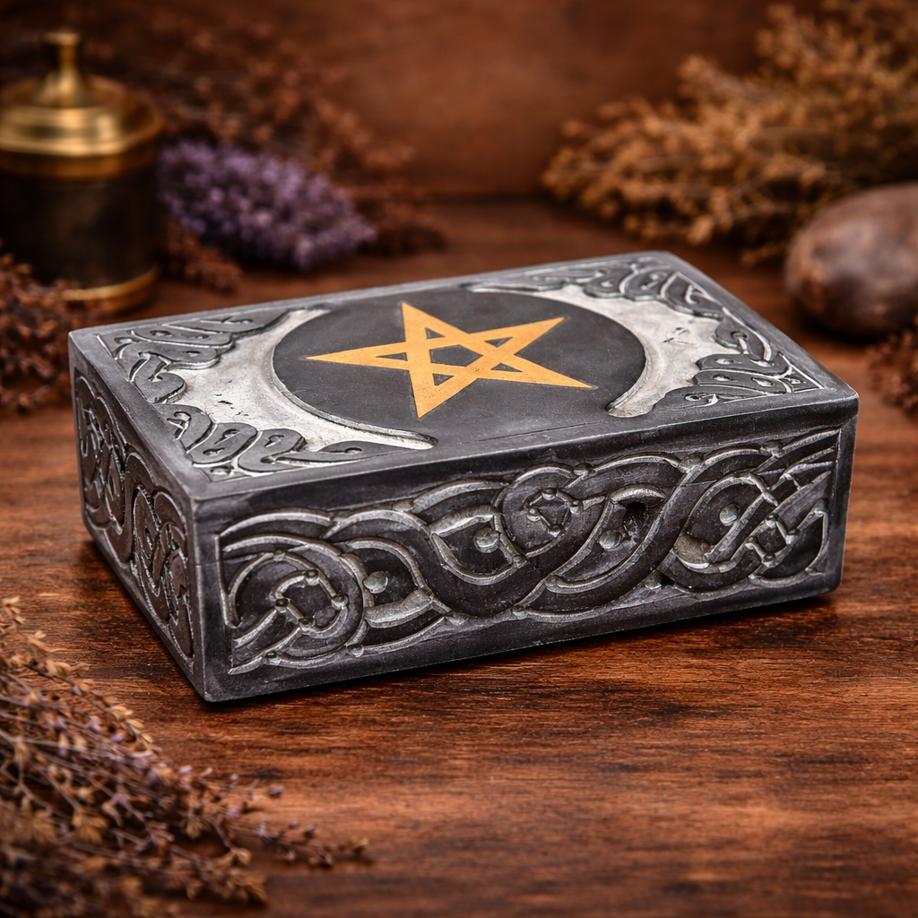 Boîte pour tarots en pierre à savon "Pentacle"
