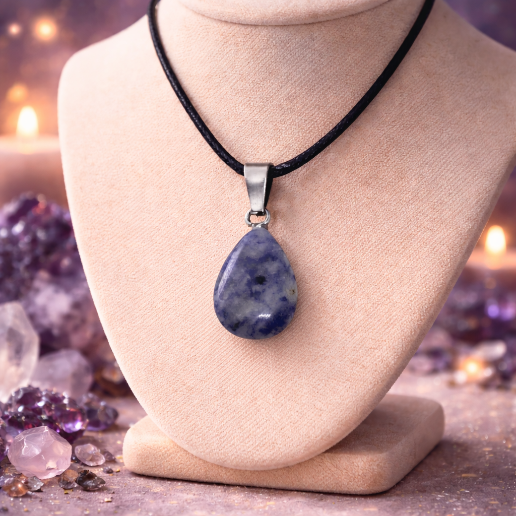 Pendentif goutte en Sodalite (Harmonisation, Confiance, Communication, Renforcement)