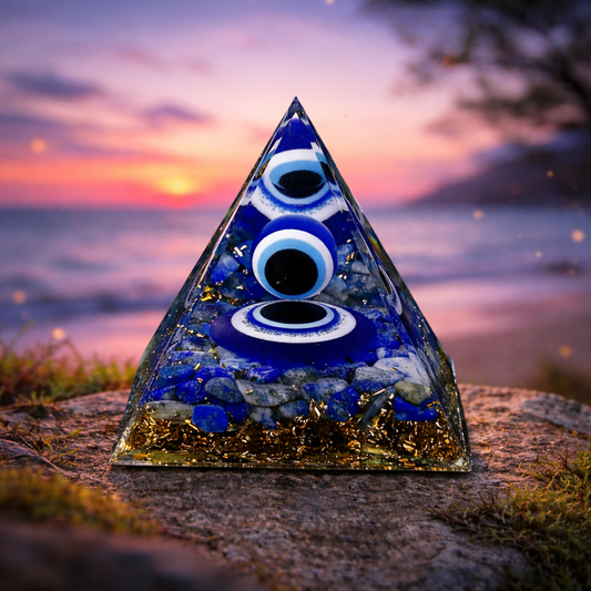 Pyramide Orgonite - Lapis Lazuli, et Nazar boncuk