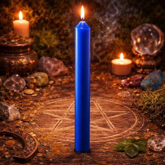 Bougie teintée masse 22 cm - Bleu