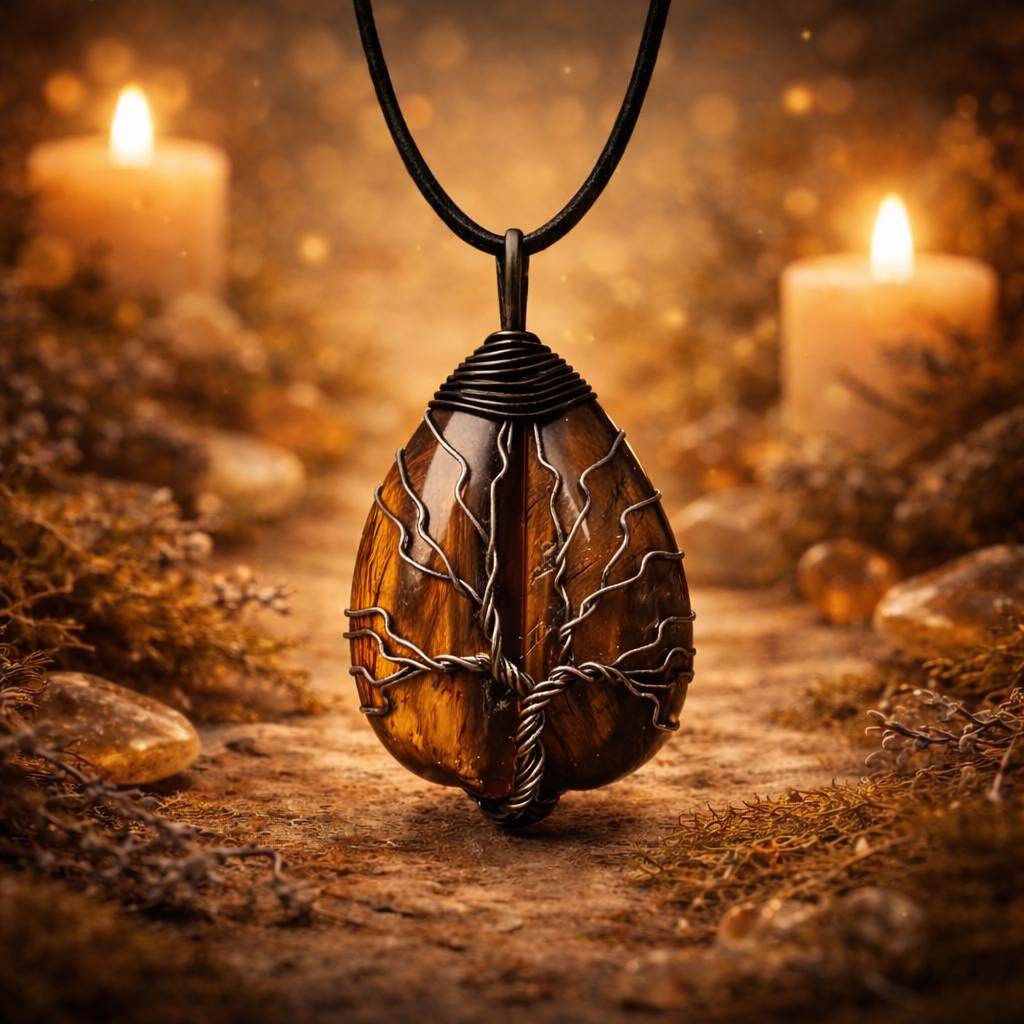 Pendentif Arbre de vie - Œil de Tigre