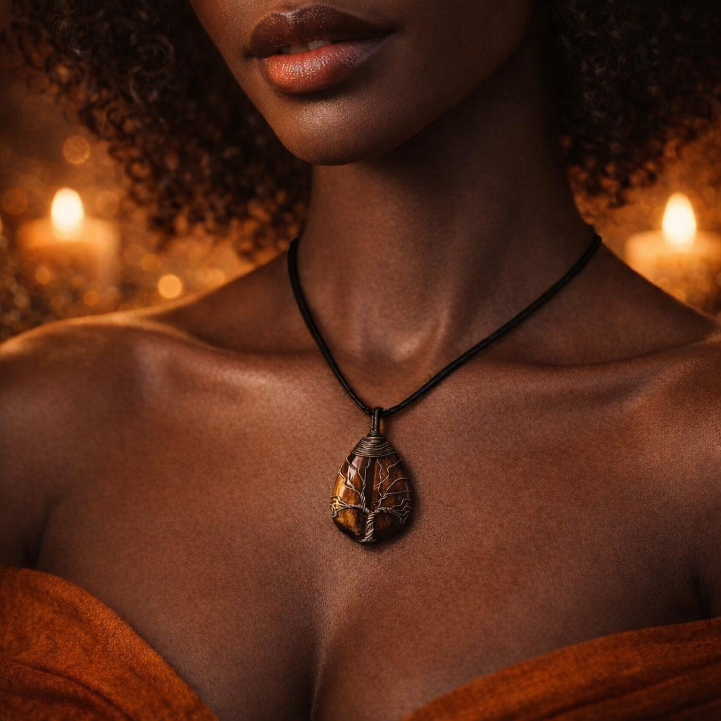 Pendentif Arbre de vie - Œil de Tigre
