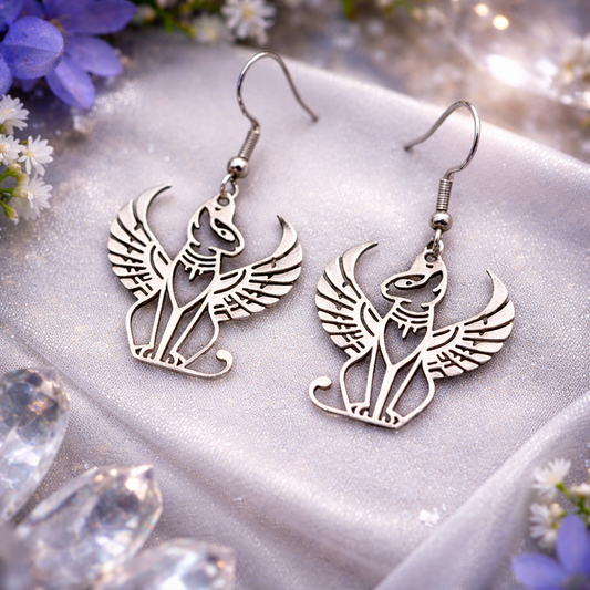 Boucles d'oreilles "Bastet" - Argenté