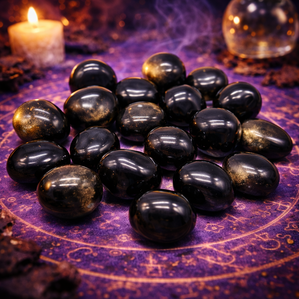 Obsidienne Dorée roulée (Protection, Ancrage, Clarté, Confiance)