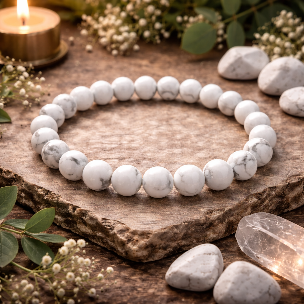 Bracelet en Howlite (Apprentissage, Mémorisation, Compréhension, Concentration, Gestion émotionnelle)