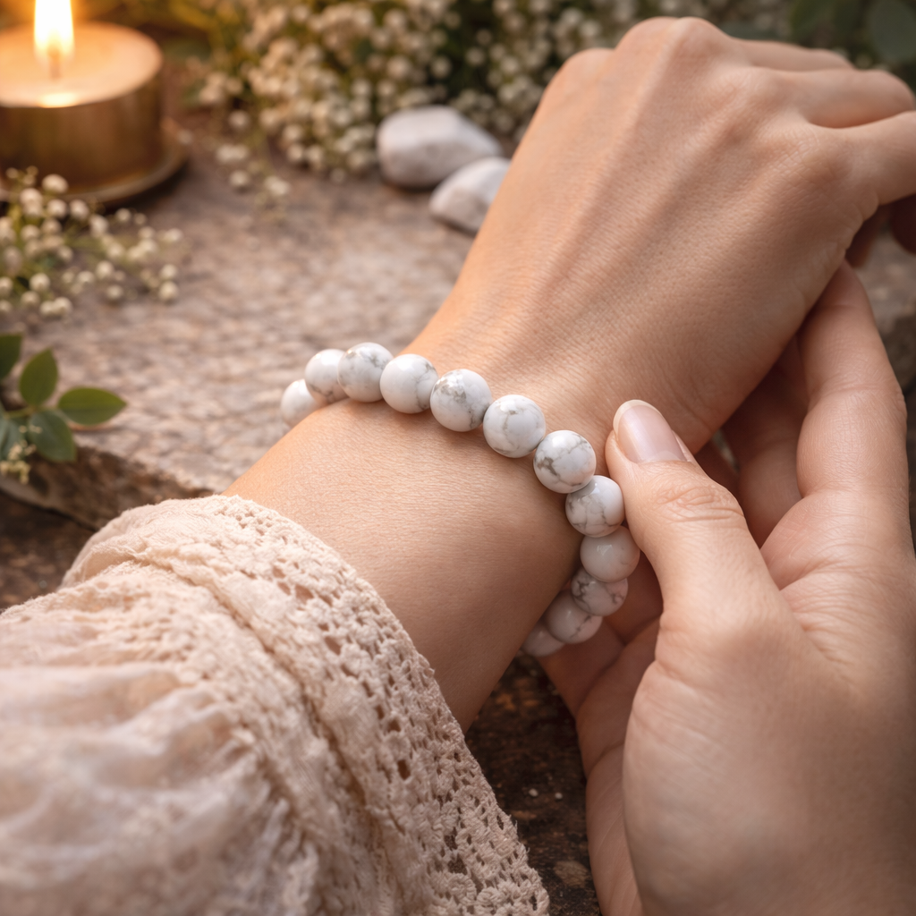 Bracelet en Howlite (Apprentissage, Mémorisation, Compréhension, Concentration, Gestion émotionnelle)