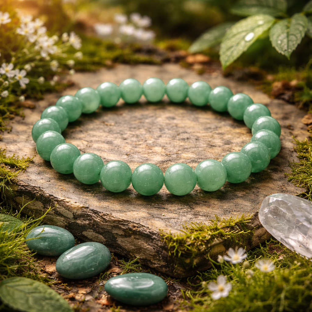Bracelet en Aventurine Verte (Développement, Épanouissement, Santé, Colère, Négativité)