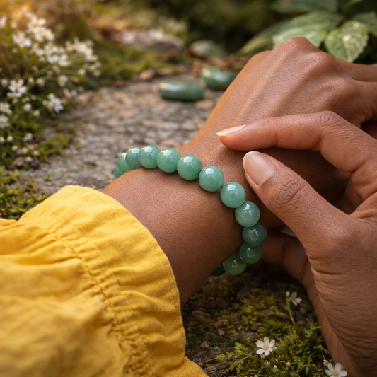Bracelet en Aventurine Verte (Développement, Épanouissement, Santé, Colère, Négativité)