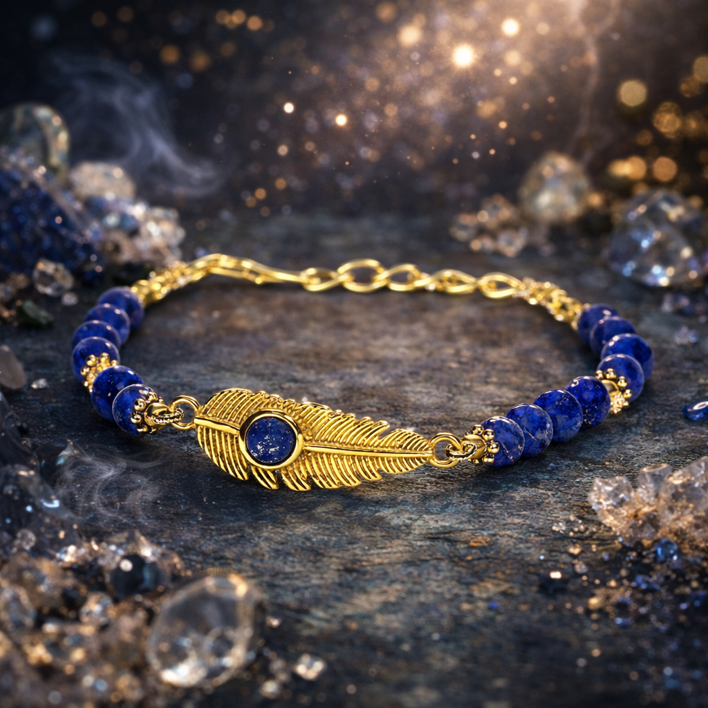 Bracelet Plume, avec Lapis Lazuli