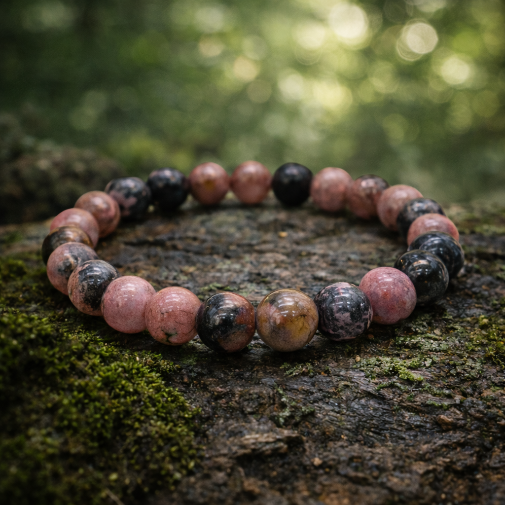Bracelet en Rhodonite 8mm (Colère, Jalousie, Pardon, Peurs)