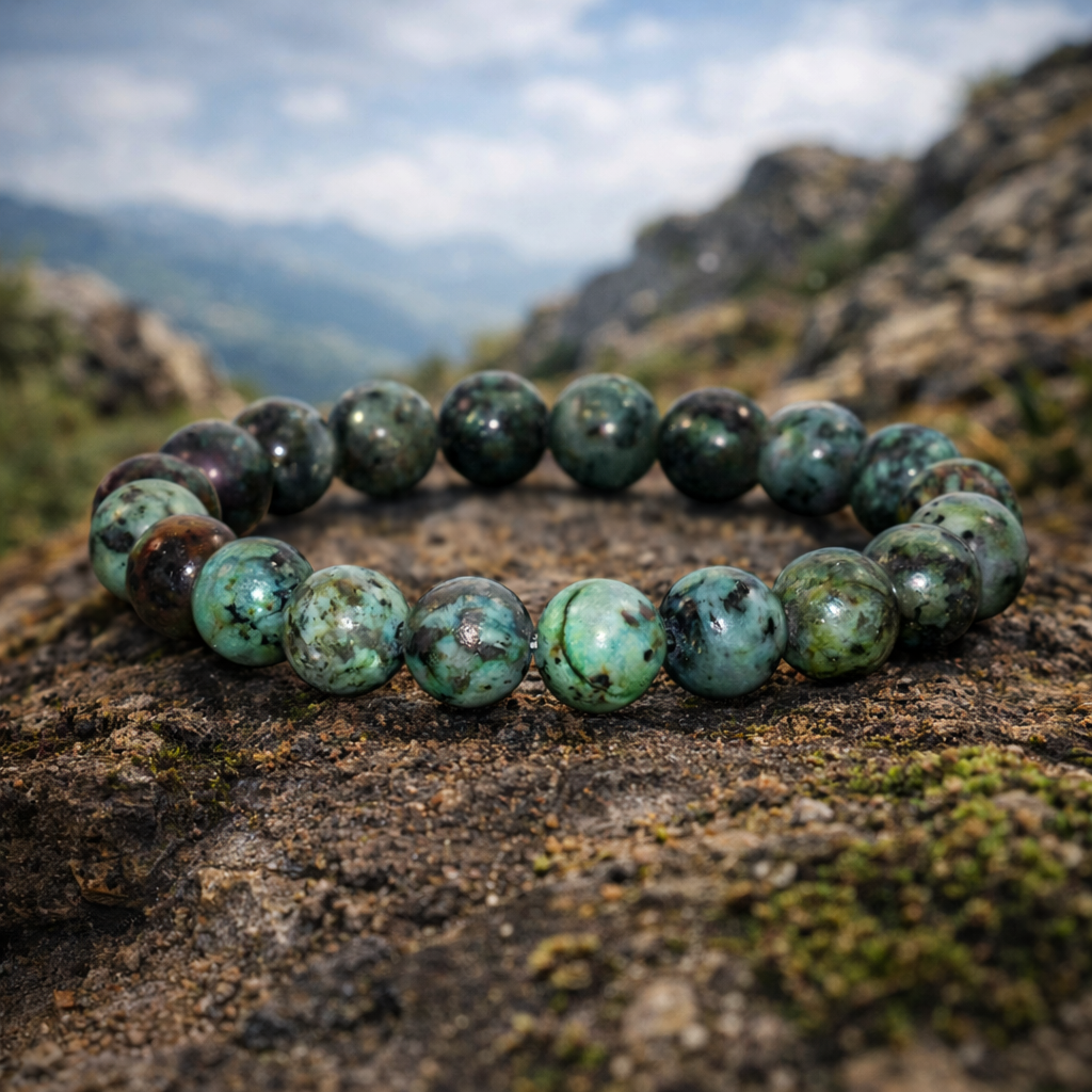 Bracelet en Turquoise Africaine (Guérison, Stabilise le mental, Apaisement, Contre la colère)