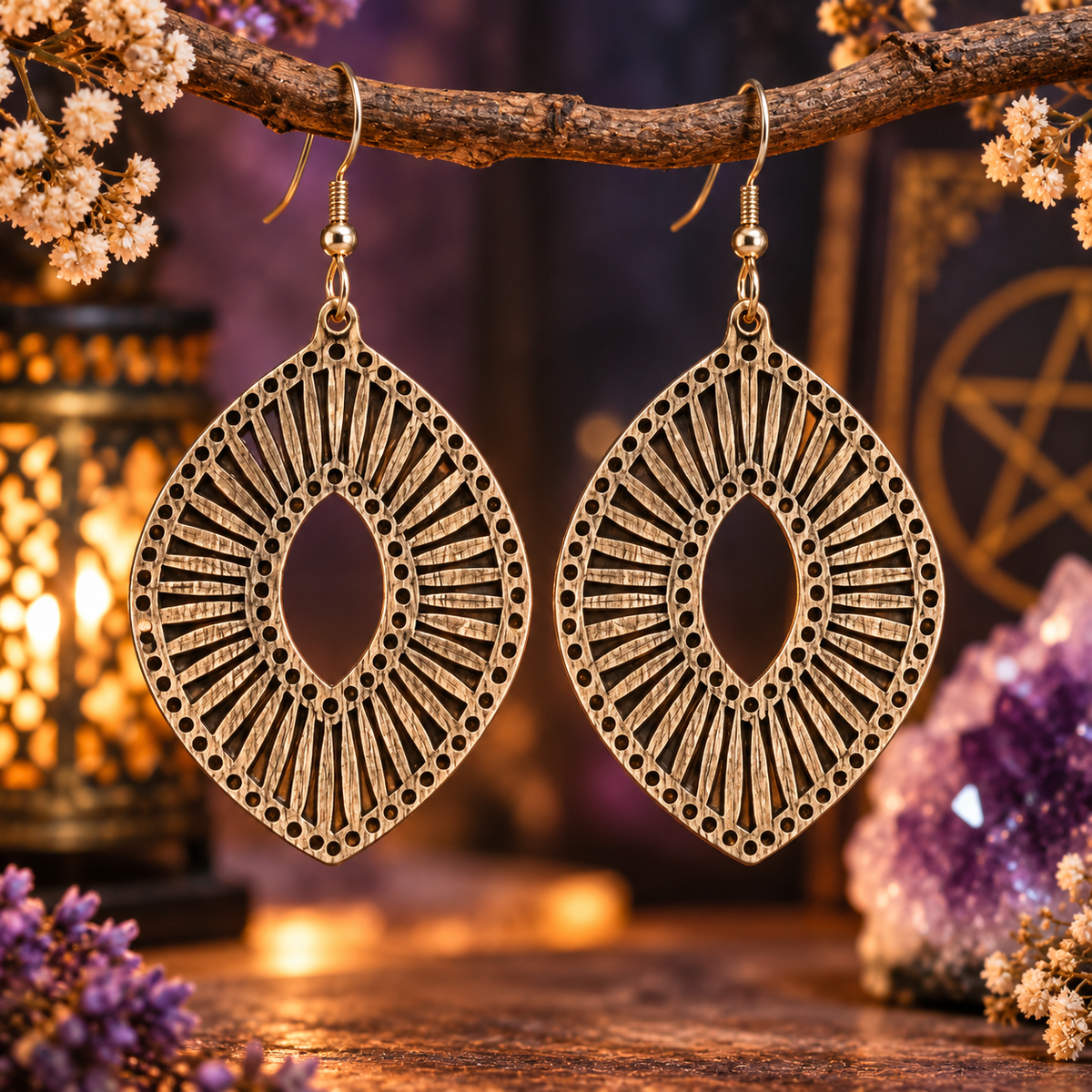 Boucles d'oreilles "Bohème" en bois - Mod 3