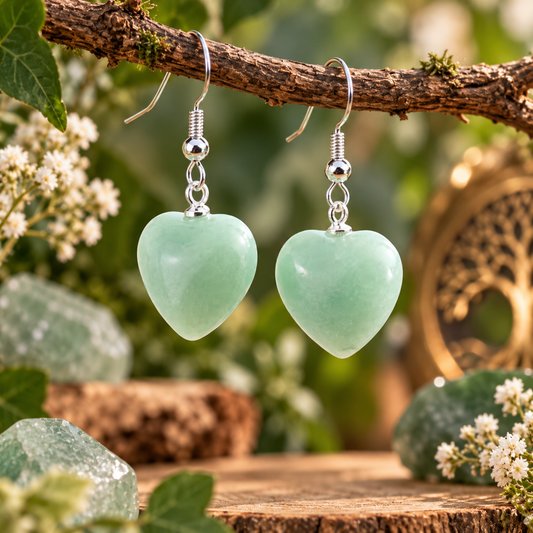 Boucles d'oreilles Cœur Aventurine 4cm