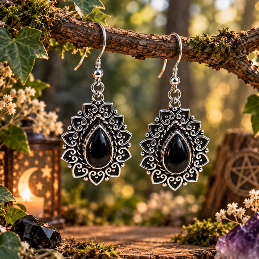 Boucles d'oreilles en Tourmaline Noire