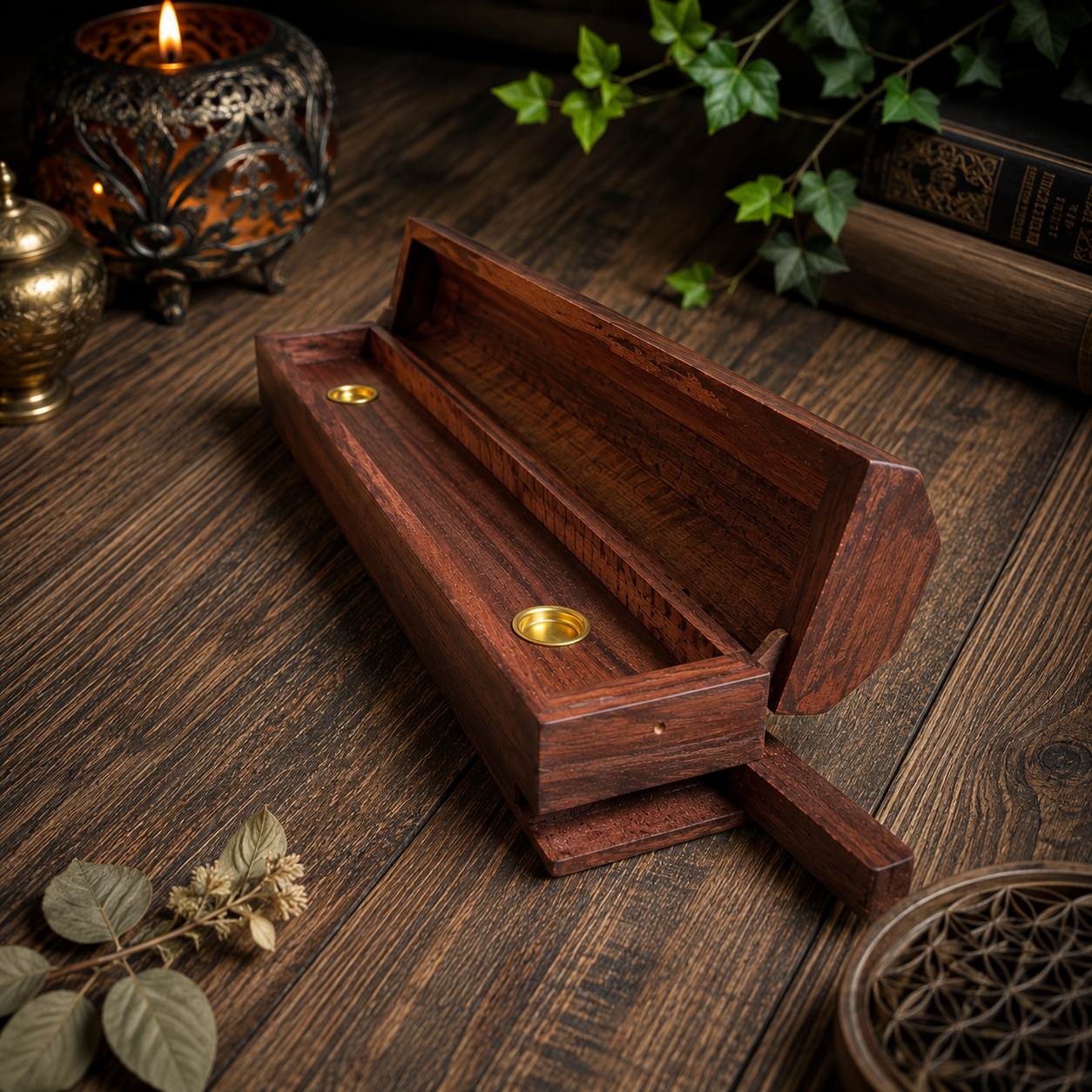 Coffret porte-encens en bois "Sanctuaire"