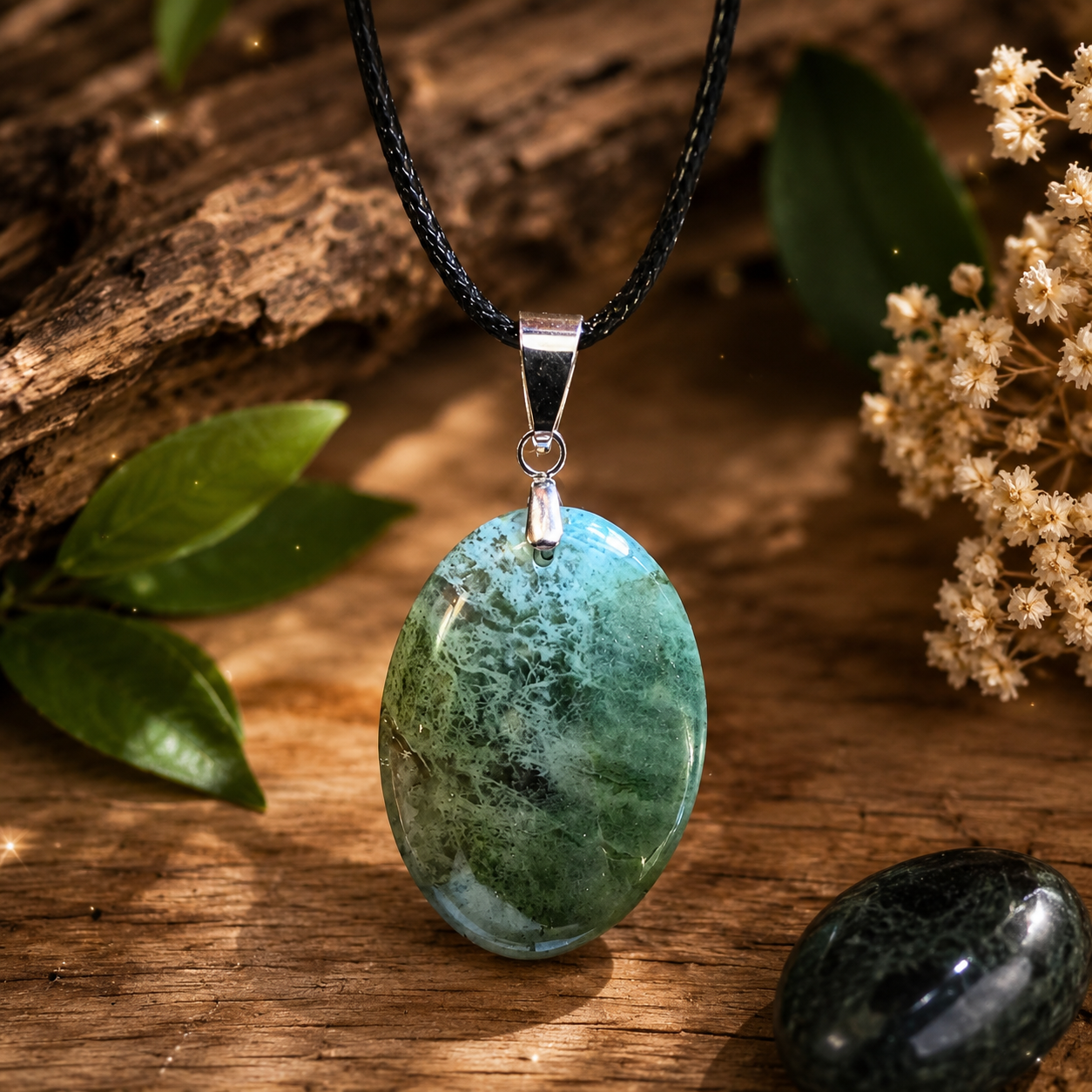 Pendentif en Serpentine (Apaisement, Lâcher-prise, Confiance en soi, Renouveau, Ouverture du cœur)