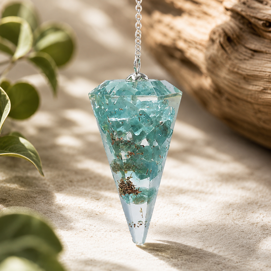 Pendule Orgonite en Apatite Bleue
