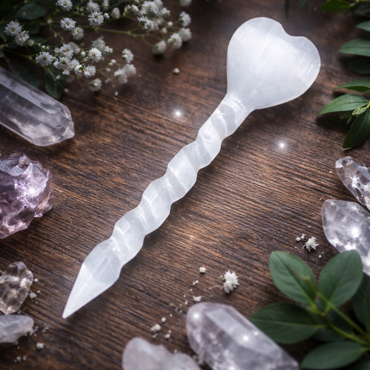 Pointe de massage en Sélénite - Cœur